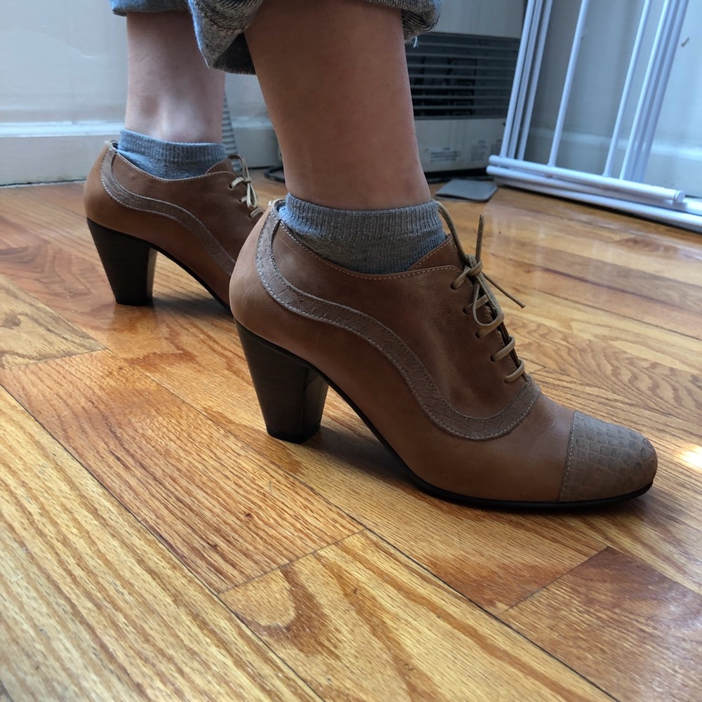 Genuine leather wooden heels